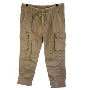 Etoile Isabel Marant Womens Tan Cotton Linen Cropped Cargo Pants Size US 2 READ